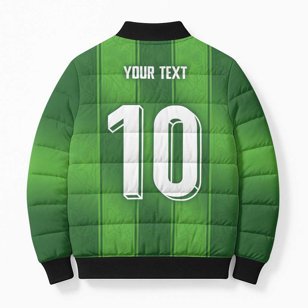 Custom Ireland National Football Bomber Puffer Jacket Celtics Knot Shamrocks Inspired Geometry - Wonder Print Shop