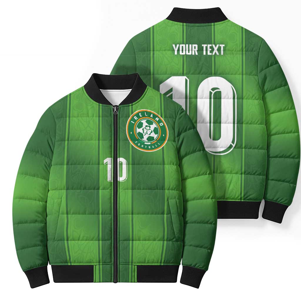 Custom Ireland National Football Bomber Puffer Jacket Celtics Knot Shamrocks Inspired Geometry - Wonder Print Shop