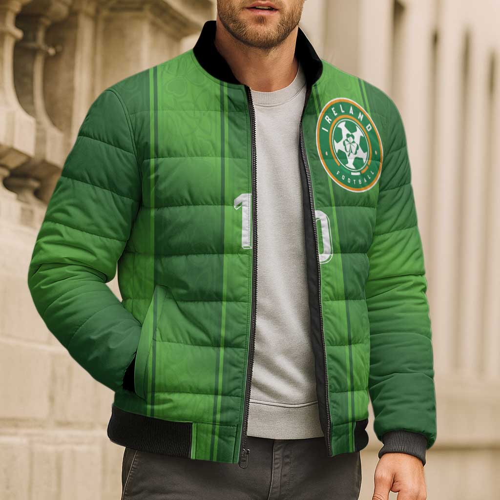 Custom Ireland National Football Bomber Puffer Jacket Celtics Knot Shamrocks Inspired Geometry - Wonder Print Shop