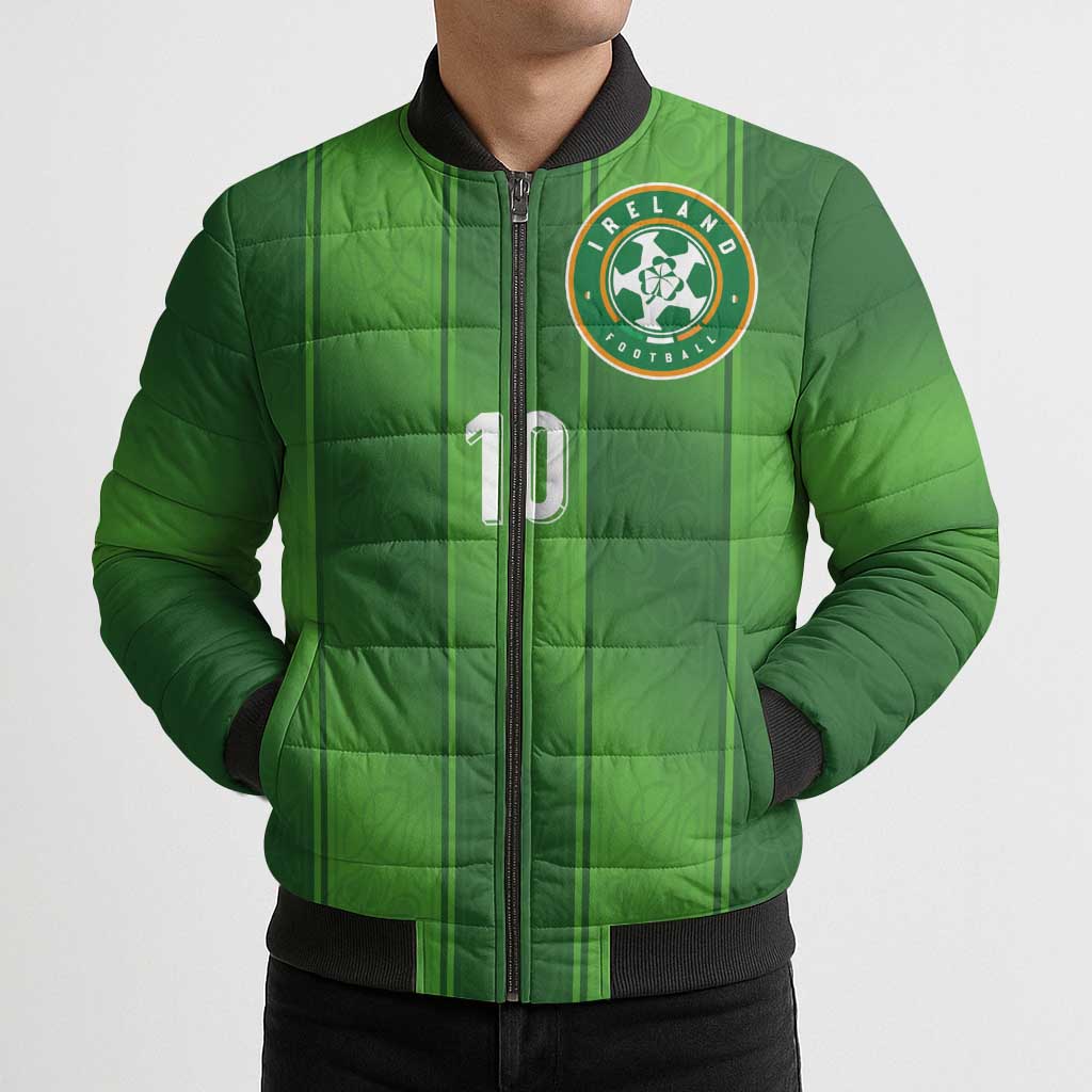 Custom Ireland National Football Bomber Puffer Jacket Celtics Knot Shamrocks Inspired Geometry - Wonder Print Shop