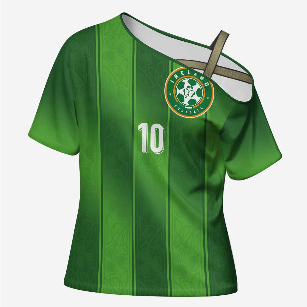 Custom Ireland National Football Cross Shoulder Shirt Celtics Knot Shamrocks Inspired Geometry - Wonder Print Shop