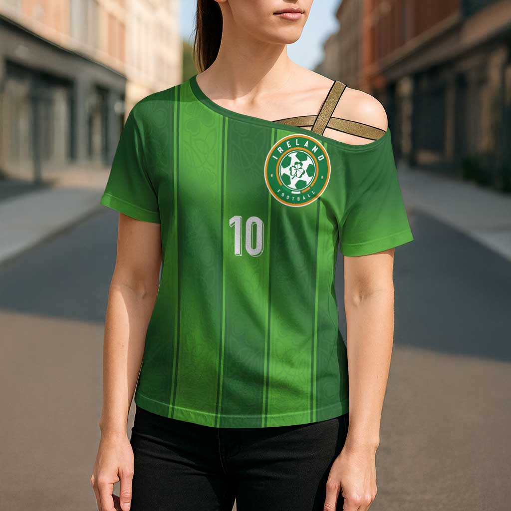 Custom Ireland National Football Cross Shoulder Shirt Celtics Knot Shamrocks Inspired Geometry - Wonder Print Shop