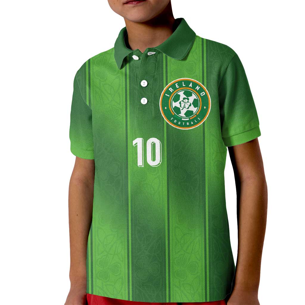 Custom Ireland National Football Kid Polo Shirt Celtics Knot Shamrocks Inspired Geometry - Wonder Print Shop