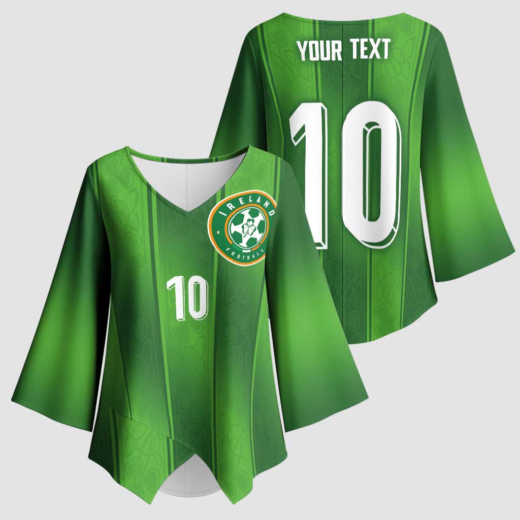 Custom Ireland National Football Kimono Sleeve Blouse Celtics Knot Shamrocks Inspired Geometry - Wonder Print Shop