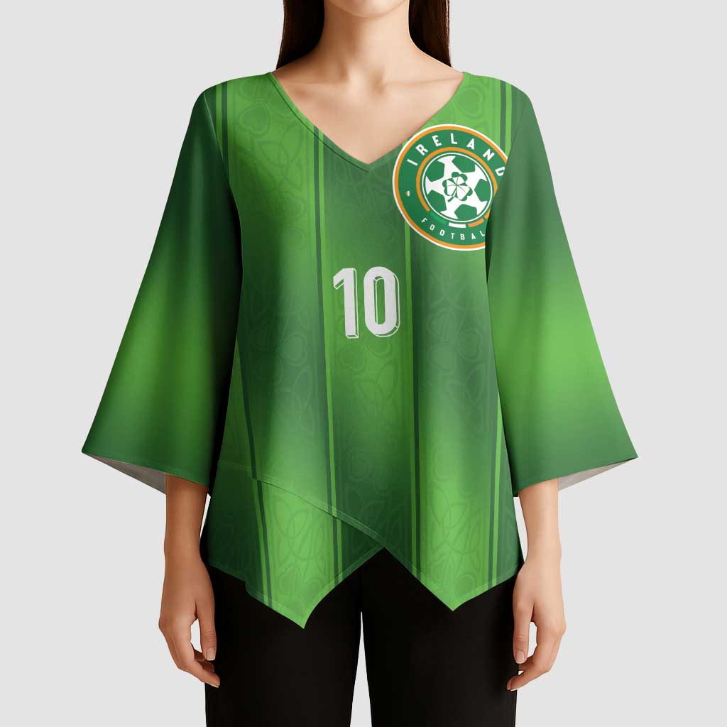 Custom Ireland National Football Kimono Sleeve Blouse Celtics Knot Shamrocks Inspired Geometry - Wonder Print Shop