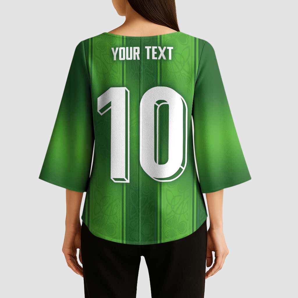 Custom Ireland National Football Kimono Sleeve Blouse Celtics Knot Shamrocks Inspired Geometry - Wonder Print Shop