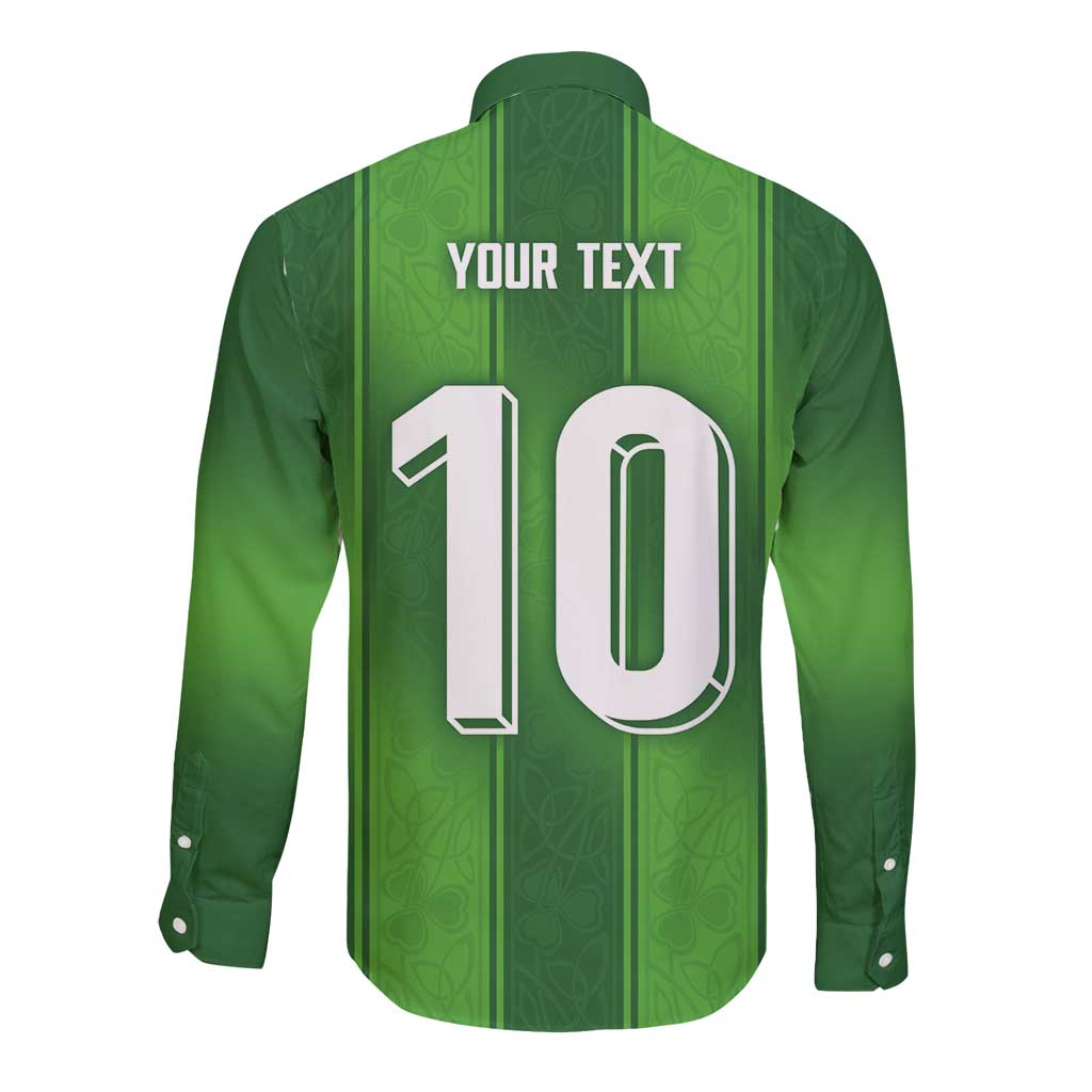 Custom Ireland National Football Long Sleeve Button Shirt Celtics Knot Shamrocks Inspired Geometry - Wonder Print Shop