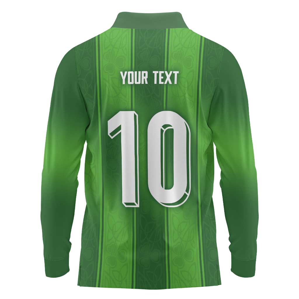 Custom Ireland National Football Long Sleeve Polo Shirt Celtics Knot Shamrocks Inspired Geometry - Wonder Print Shop