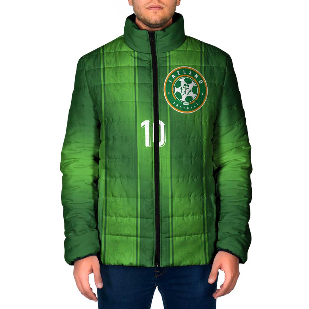 Custom Ireland National Football Padded Jacket Celtics Knot Shamrocks Inspired Geometry - Wonder Print Shop