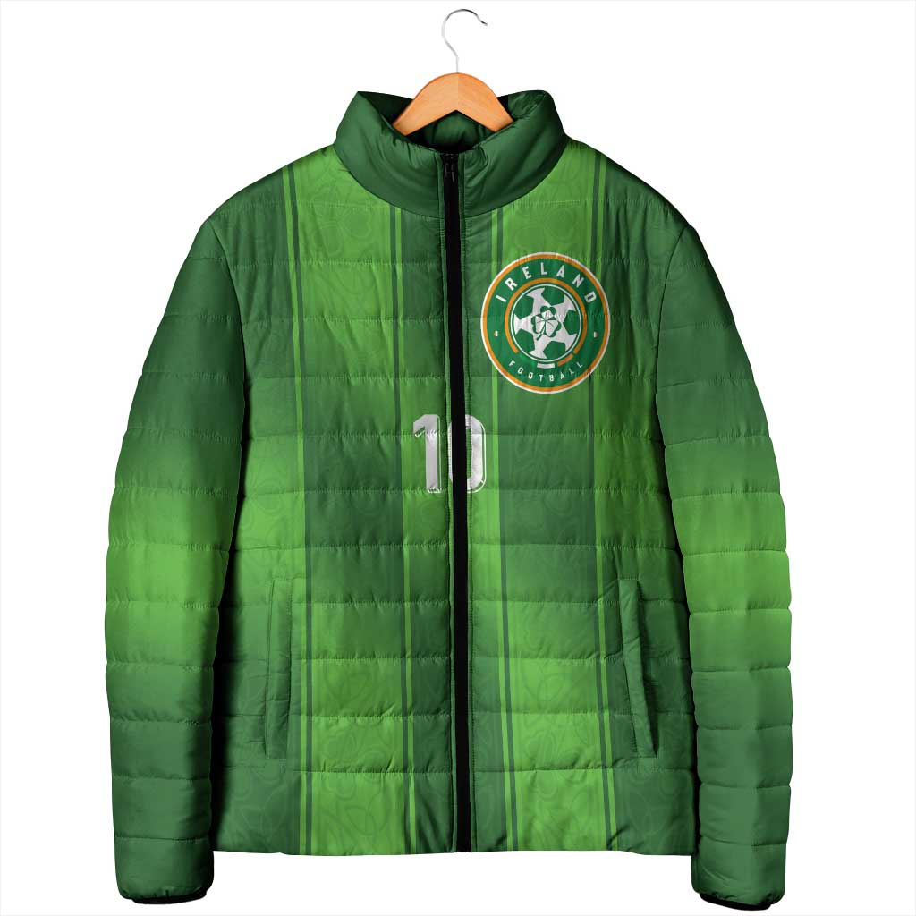 Custom Ireland National Football Padded Jacket Celtics Knot Shamrocks Inspired Geometry - Wonder Print Shop