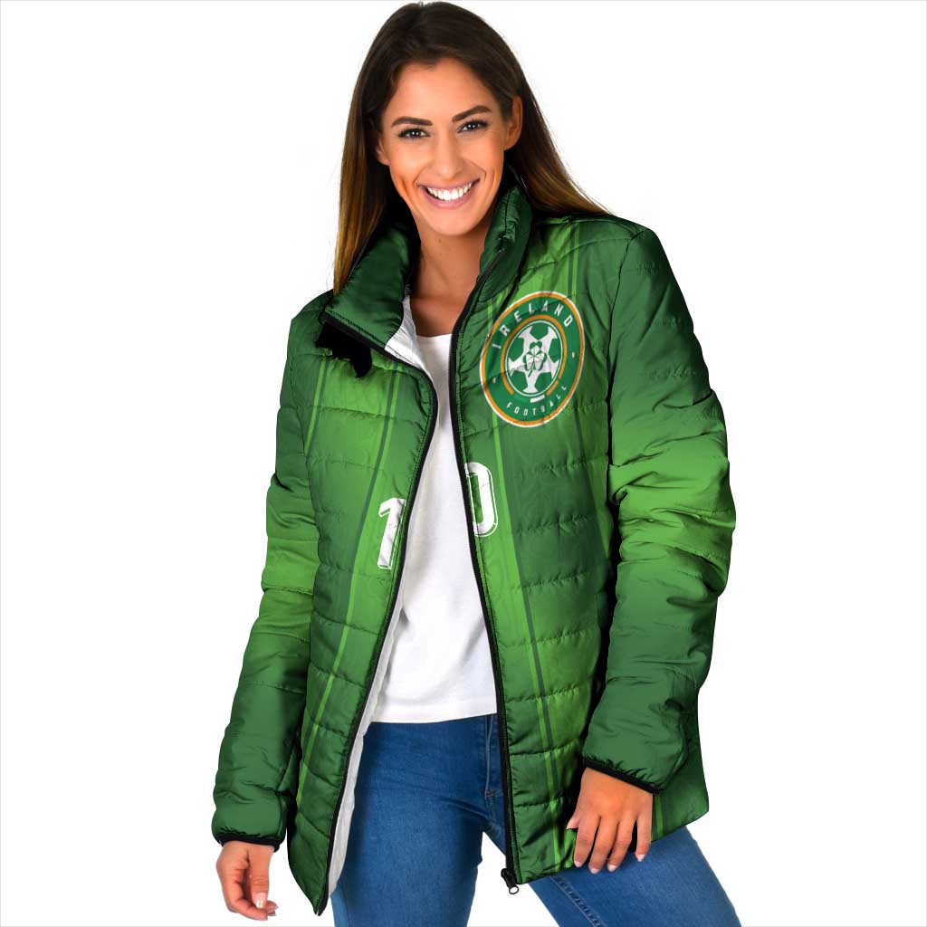 Custom Ireland National Football Padded Jacket Celtics Knot Shamrocks Inspired Geometry - Wonder Print Shop