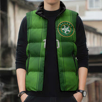 Custom Ireland National Football Sleeveless Puffer Jacket Celtics Knot Shamrocks Inspired Geometry - Wonder Print Shop