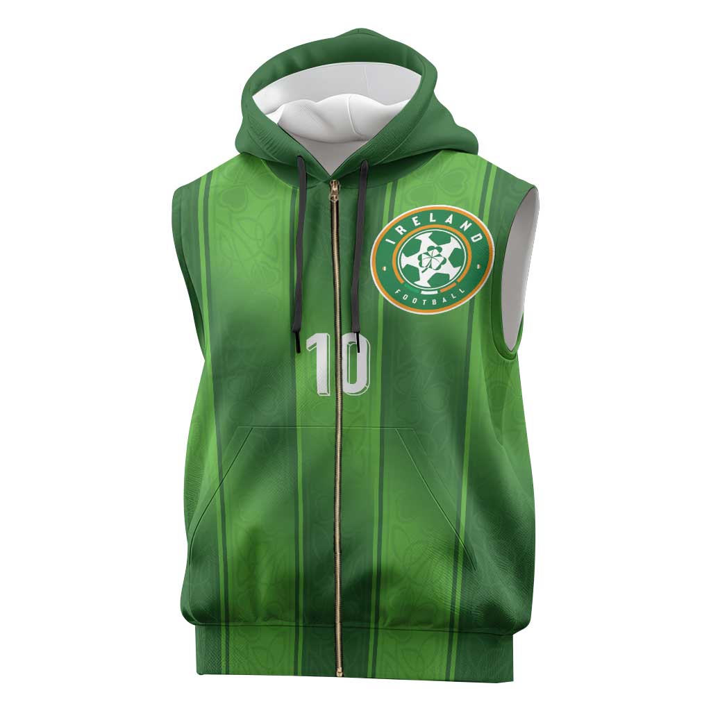 Custom Ireland National Football Sleeveless Zip Hoodie Celtics Knot Shamrocks Inspired Geometry - Wonder Print Shop