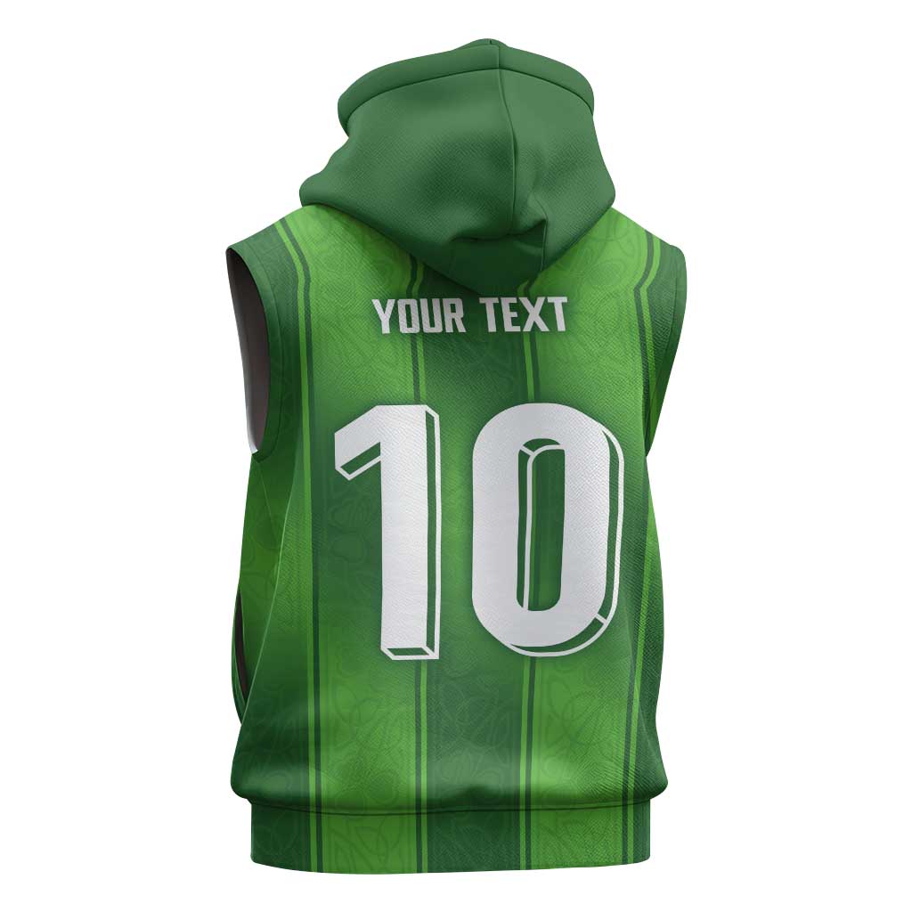 Custom Ireland National Football Sleeveless Zip Hoodie Celtics Knot Shamrocks Inspired Geometry - Wonder Print Shop