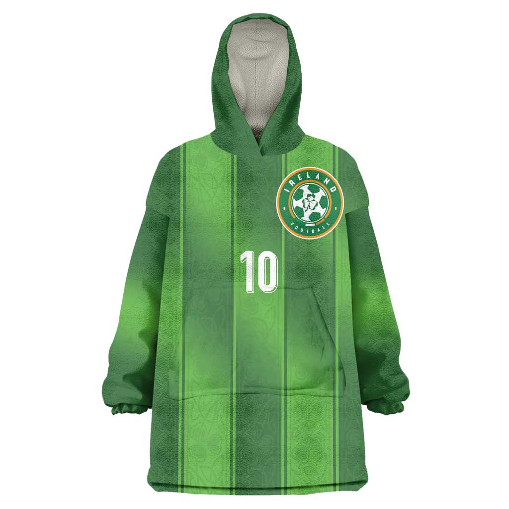 Custom Ireland National Football Wearable Blanket Hoodie Celtics Knot Shamrocks Inspired Geometry - Wonder Print Shop