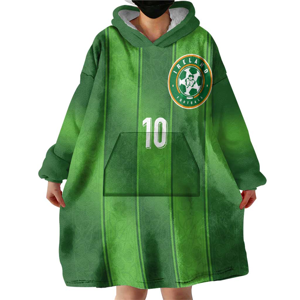 Custom Ireland National Football Wearable Blanket Hoodie Celtics Knot Shamrocks Inspired Geometry - Wonder Print Shop