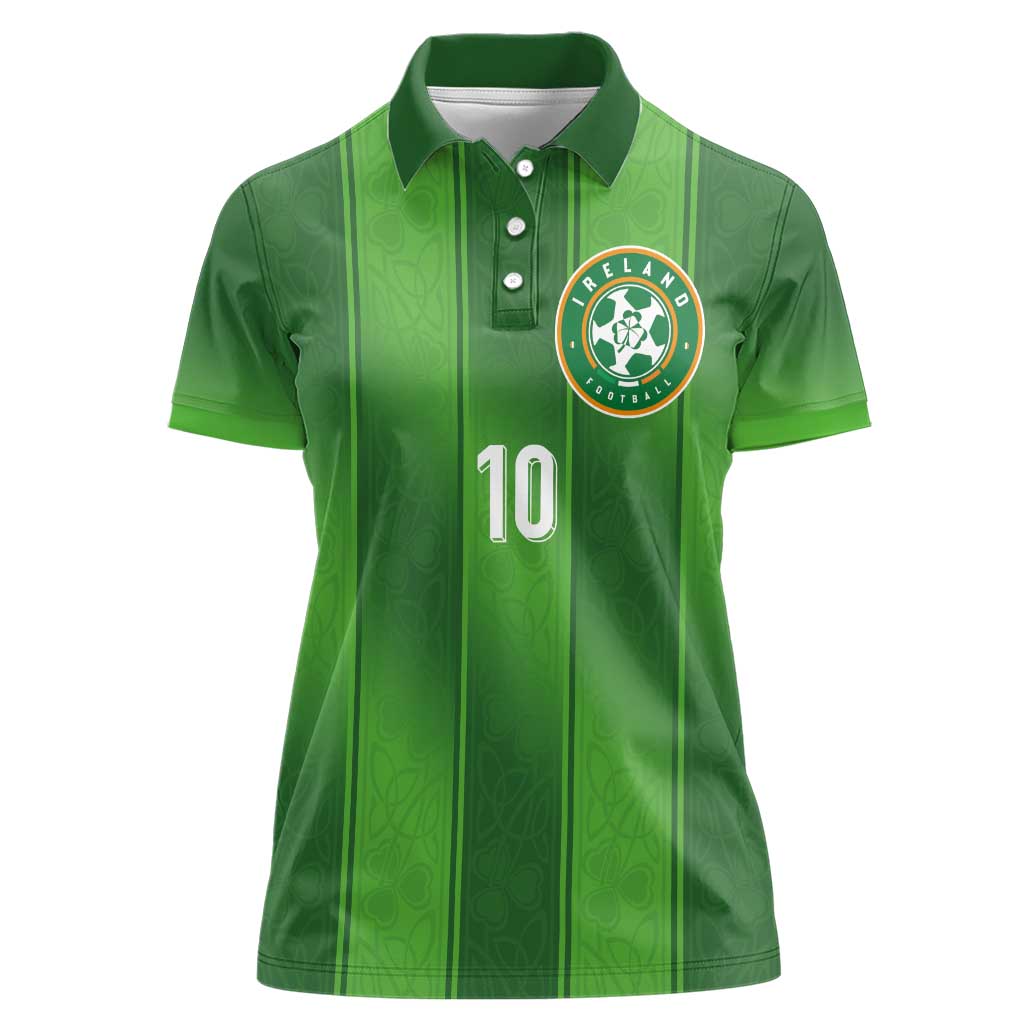 Custom Ireland National Football Women Polo Shirt Celtics Knot Shamrocks Inspired Geometry - Wonder Print Shop