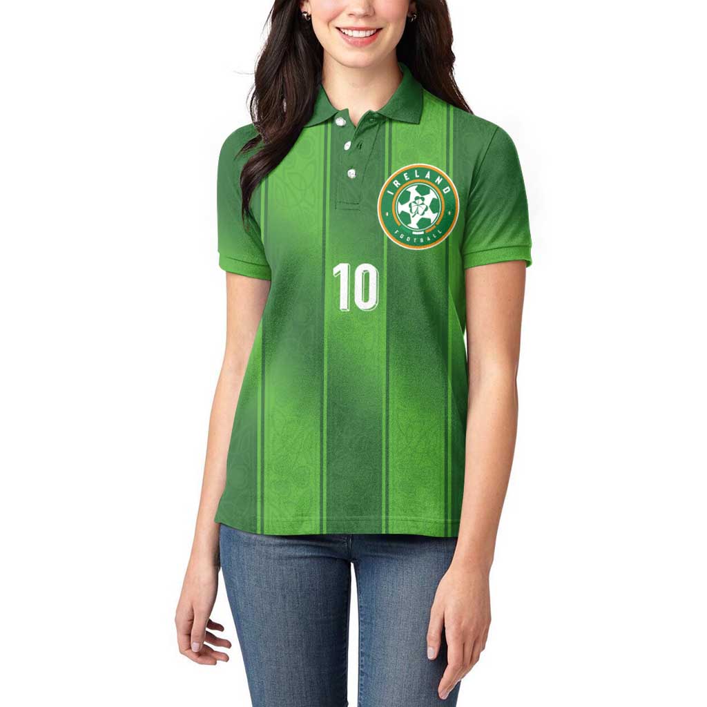 Custom Ireland National Football Women Polo Shirt Celtics Knot Shamrocks Inspired Geometry - Wonder Print Shop