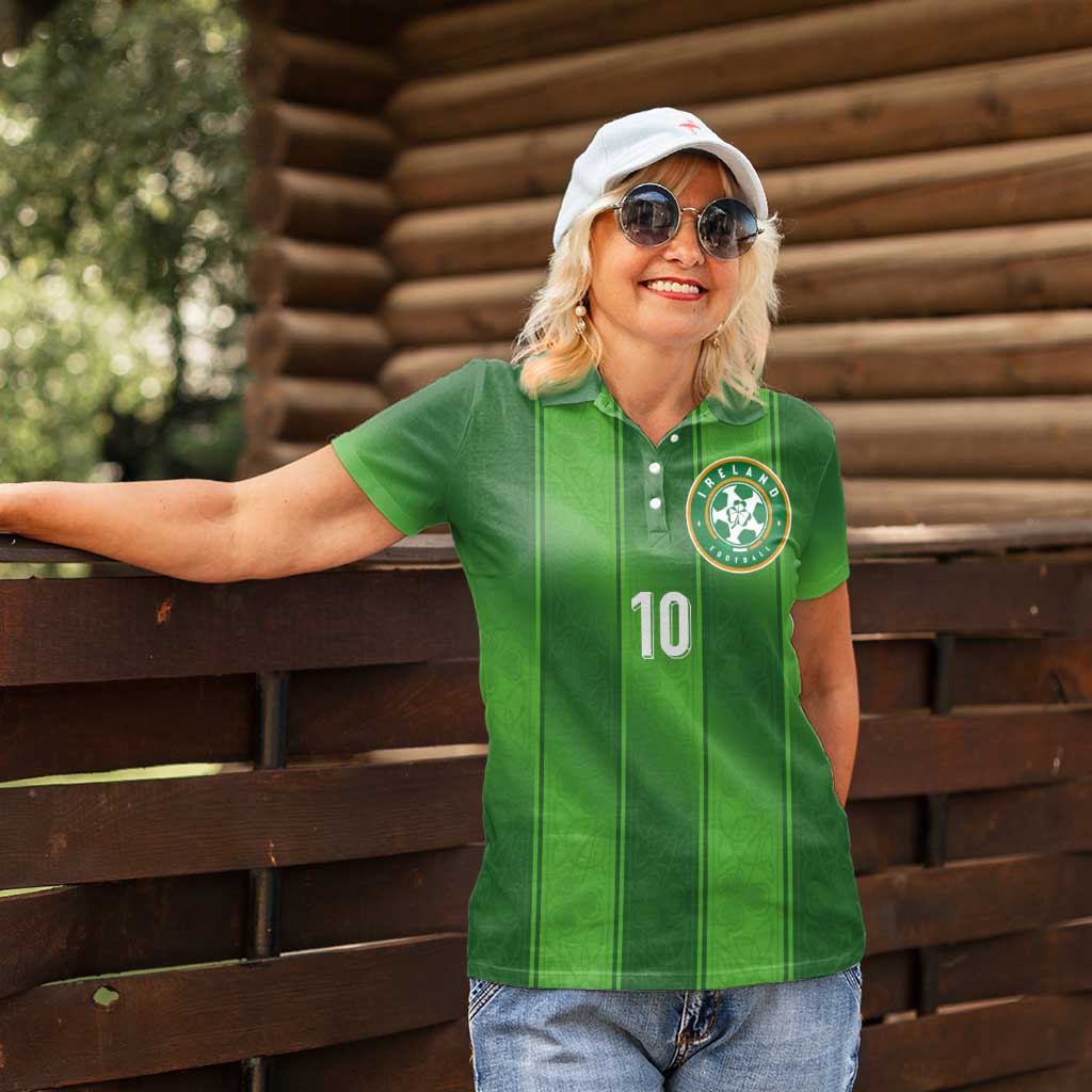 Custom Ireland National Football Women Polo Shirt Celtics Knot Shamrocks Inspired Geometry - Wonder Print Shop
