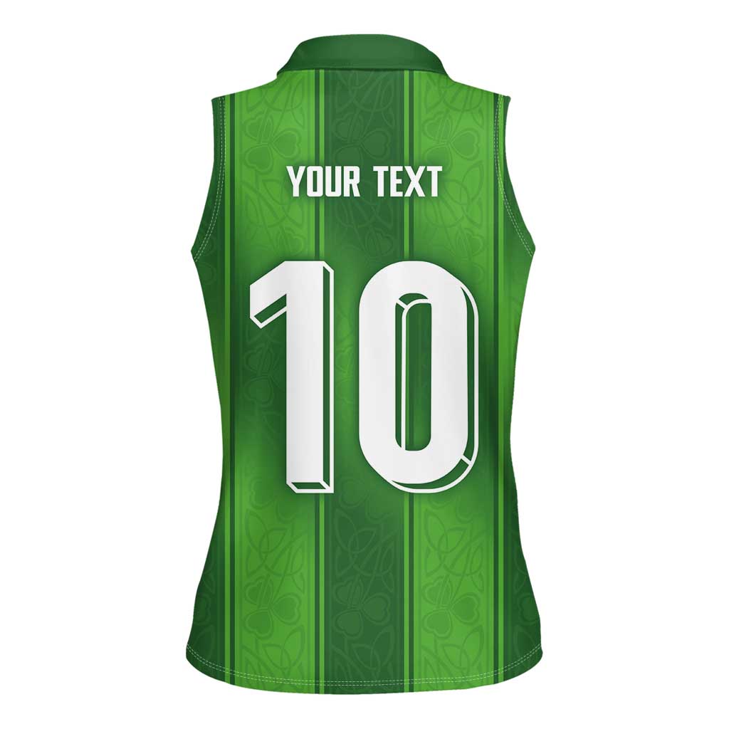 Custom Ireland National Football Women Sleeveless Polo Shirt Celtics Knot Shamrocks Inspired Geometry - Wonder Print Shop