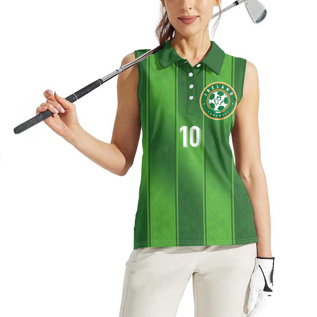 Custom Ireland National Football Women Sleeveless Polo Shirt Celtics Knot Shamrocks Inspired Geometry - Wonder Print Shop