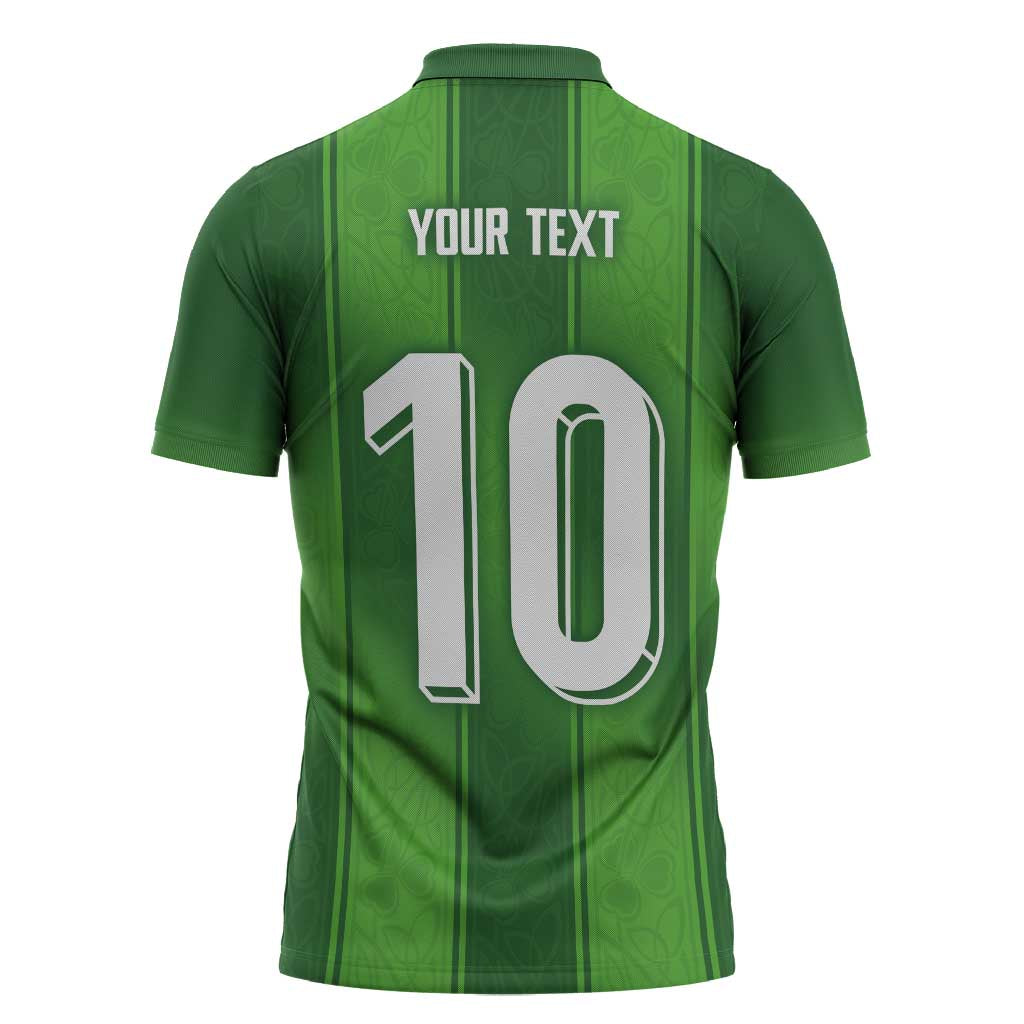 Custom Ireland National Football Zipper Polo Shirt Celtics Knot Shamrocks Inspired Geometry - Wonder Print Shop