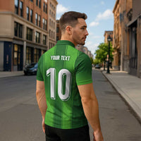 Custom Ireland National Football Zipper Polo Shirt Celtics Knot Shamrocks Inspired Geometry - Wonder Print Shop