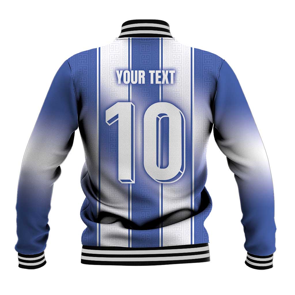 Custom Greece National Football Baseball Jacket Greek Key Inspired Geometry - Wonder Print Shop