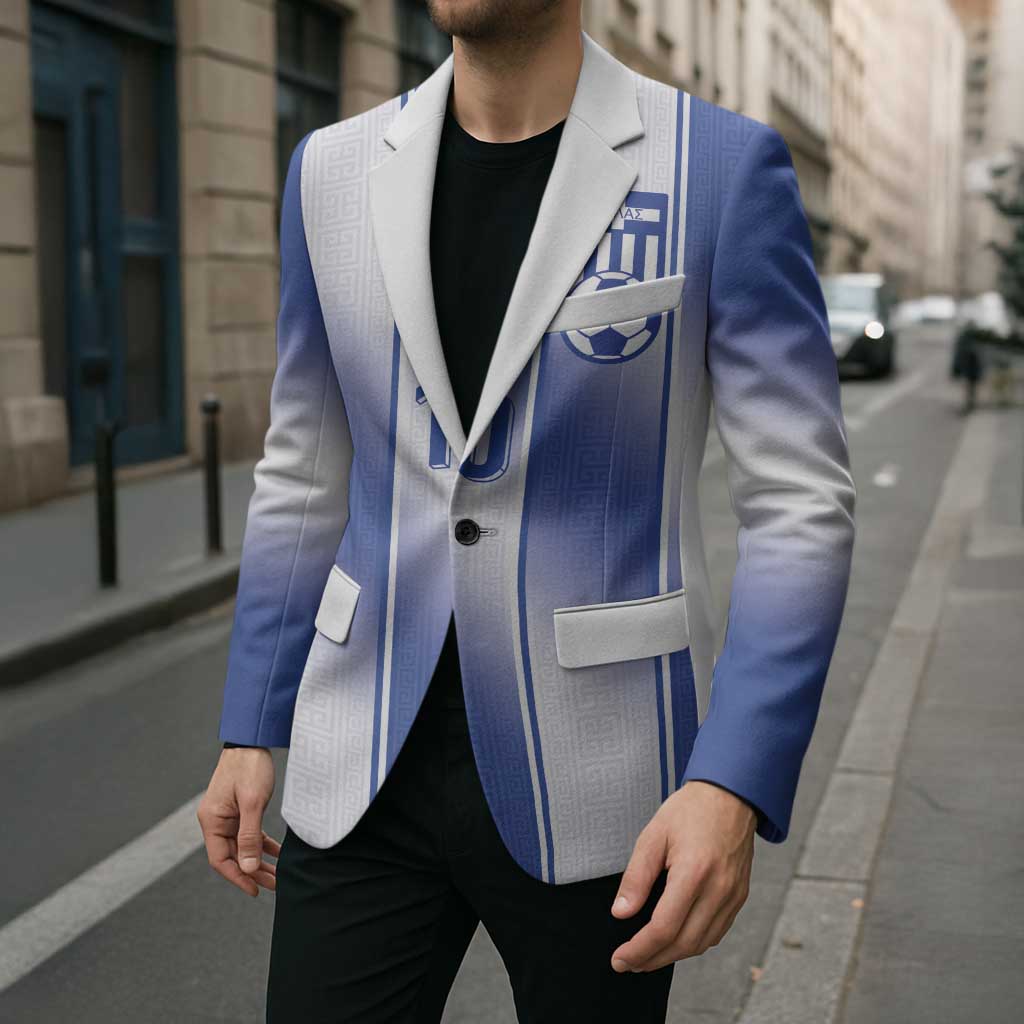Custom Greece National Football Blazer Greek Key Inspired Geometry - Wonder Print Shop
