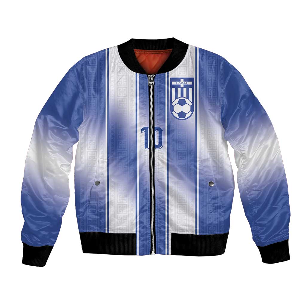 Custom Greece National Football Bomber Jacket Greek Key Inspired Geometry - Wonder Print Shop