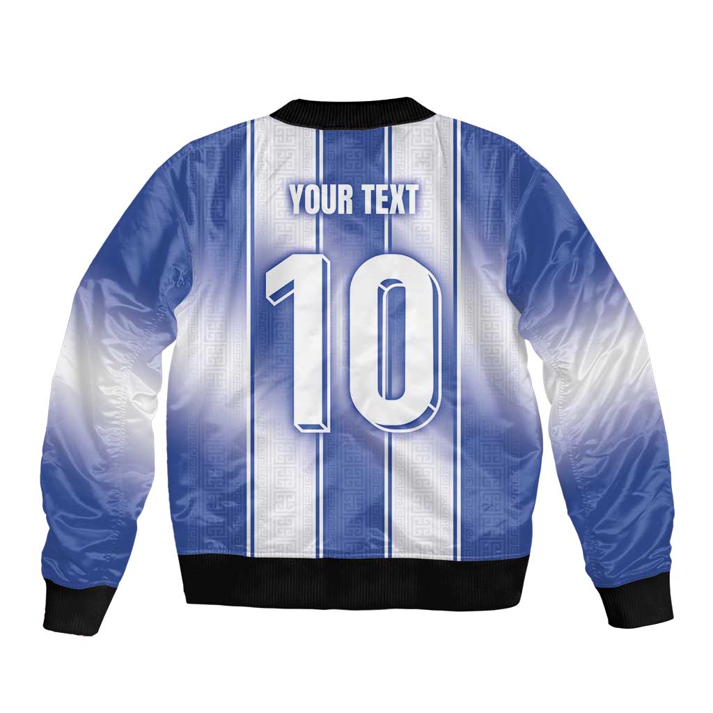 Custom Greece National Football Bomber Jacket Greek Key Inspired Geometry - Wonder Print Shop