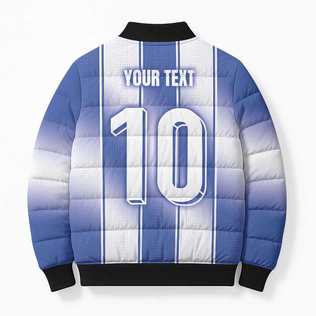 Custom Greece National Football Bomber Puffer Jacket Greek Key Inspired Geometry - Wonder Print Shop