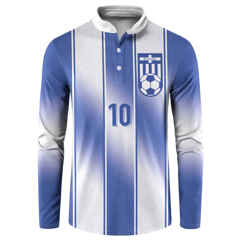 Custom Greece National Football Button Sweatshirt Greek Key Inspired Geometry - Wonder Print Shop