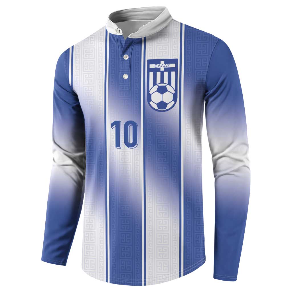 Custom Greece National Football Button Sweatshirt Greek Key Inspired Geometry - Wonder Print Shop