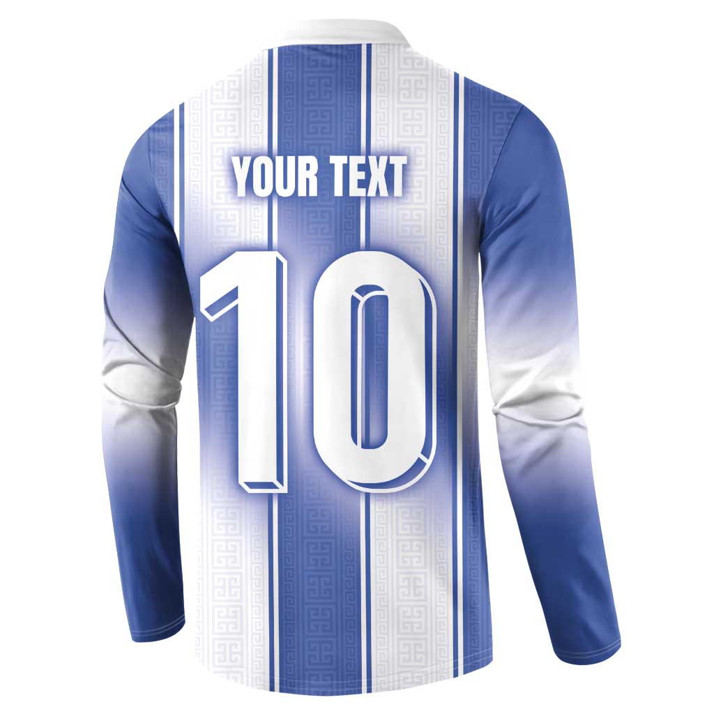 Custom Greece National Football Button Sweatshirt Greek Key Inspired Geometry - Wonder Print Shop