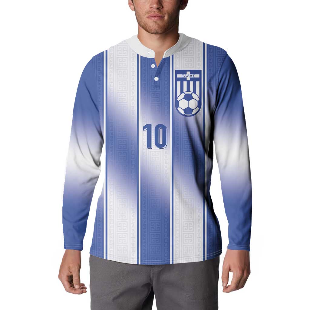 Custom Greece National Football Button Sweatshirt Greek Key Inspired Geometry - Wonder Print Shop