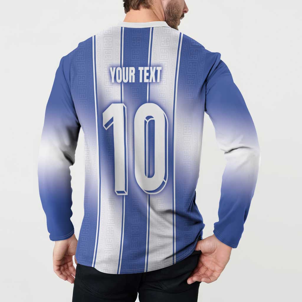 Custom Greece National Football Button Sweatshirt Greek Key Inspired Geometry - Wonder Print Shop