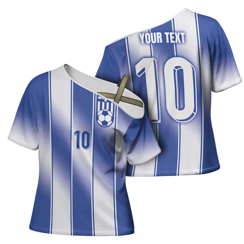 Custom Greece National Football Cross Shoulder Shirt Greek Key Inspired Geometry - Wonder Print Shop