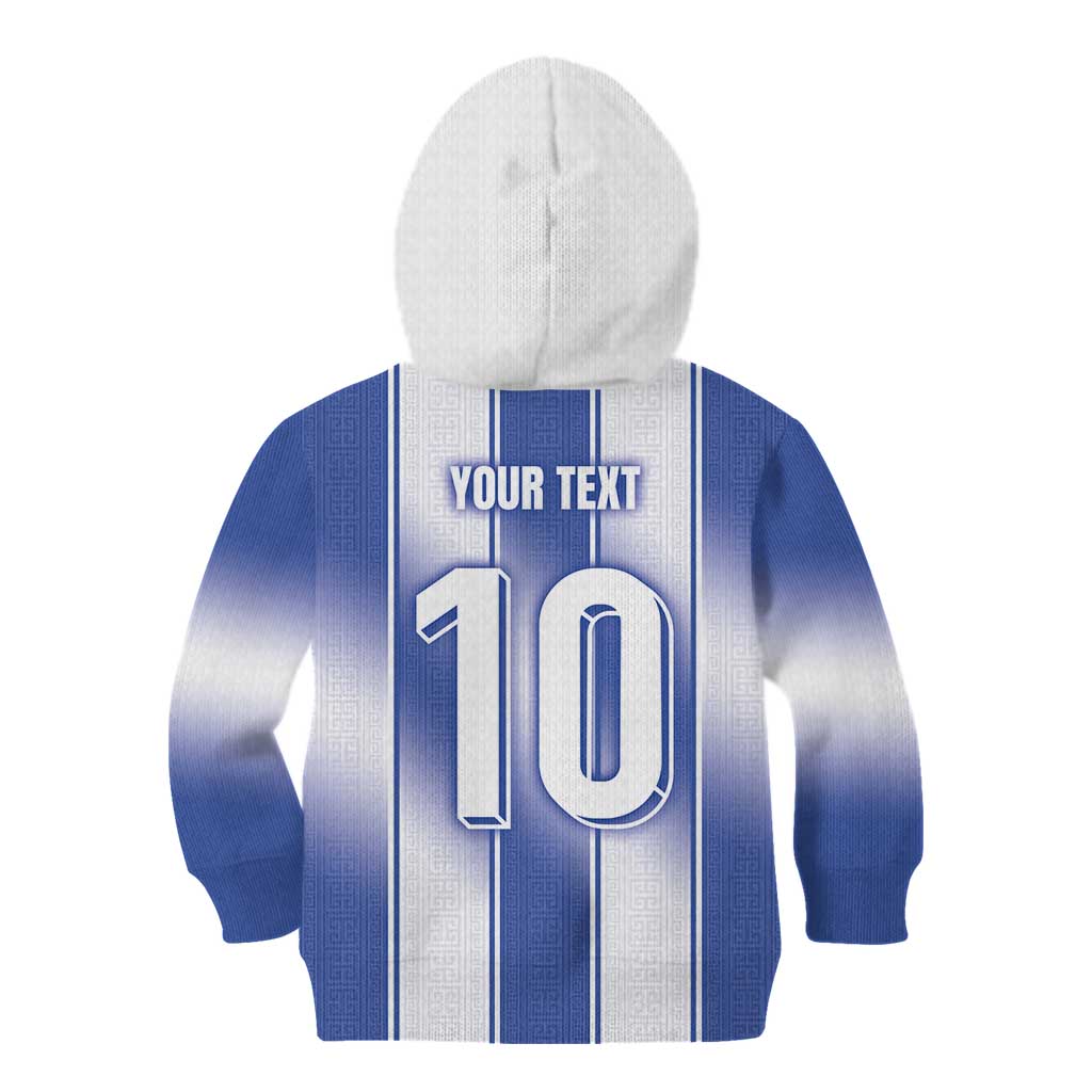 Custom Greece National Football Kid Hoodie Greek Key Inspired Geometry - Wonder Print Shop