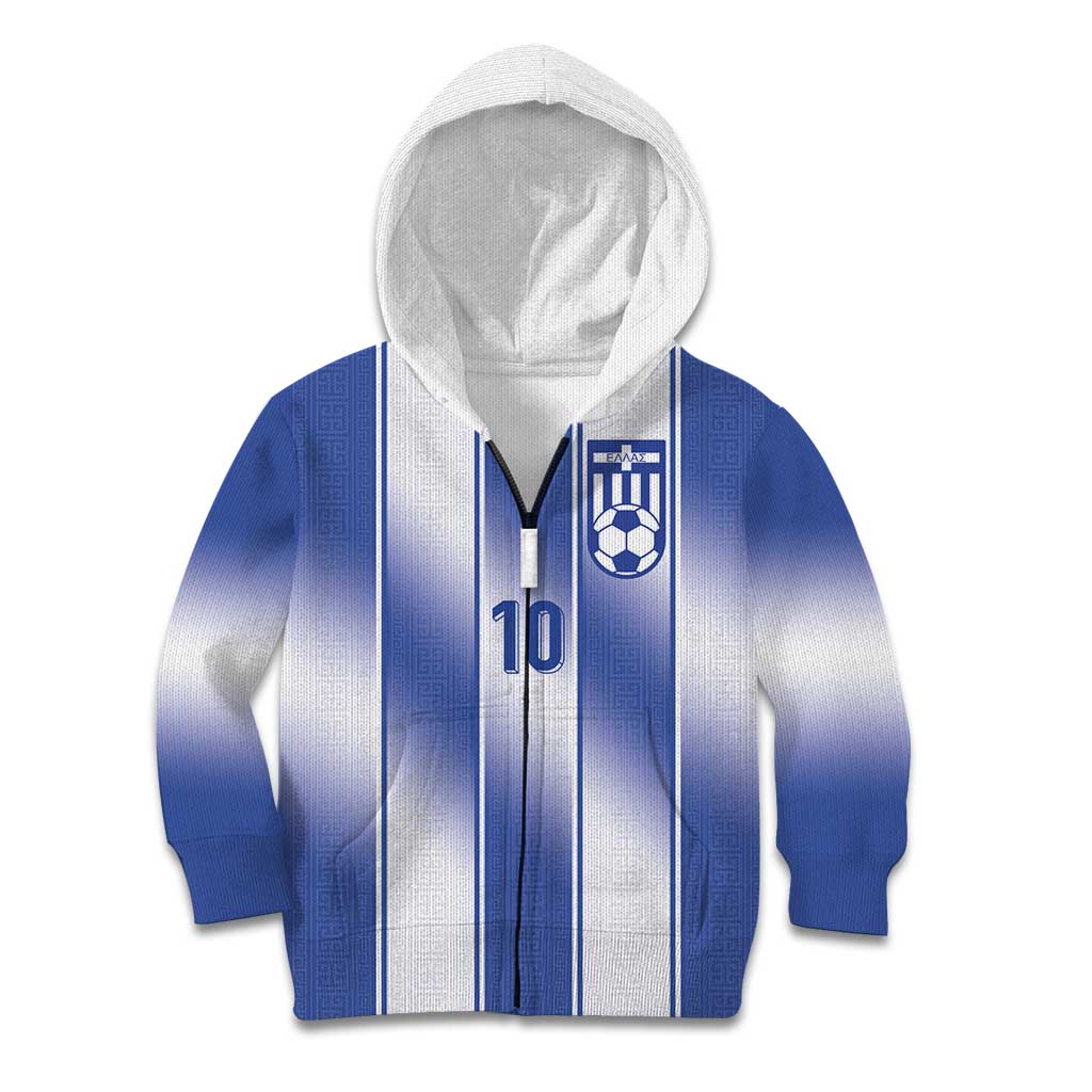 Custom Greece National Football Kid Hoodie Greek Key Inspired Geometry - Wonder Print Shop