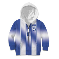 Custom Greece National Football Kid Hoodie Greek Key Inspired Geometry - Wonder Print Shop