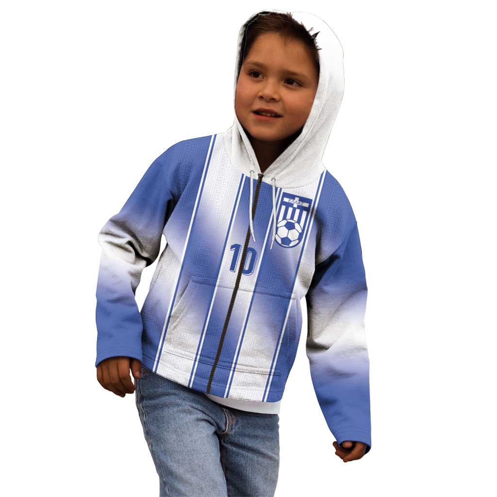 Custom Greece National Football Kid Hoodie Greek Key Inspired Geometry - Wonder Print Shop