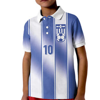 Custom Greece National Football Kid Polo Shirt Greek Key Inspired Geometry - Wonder Print Shop