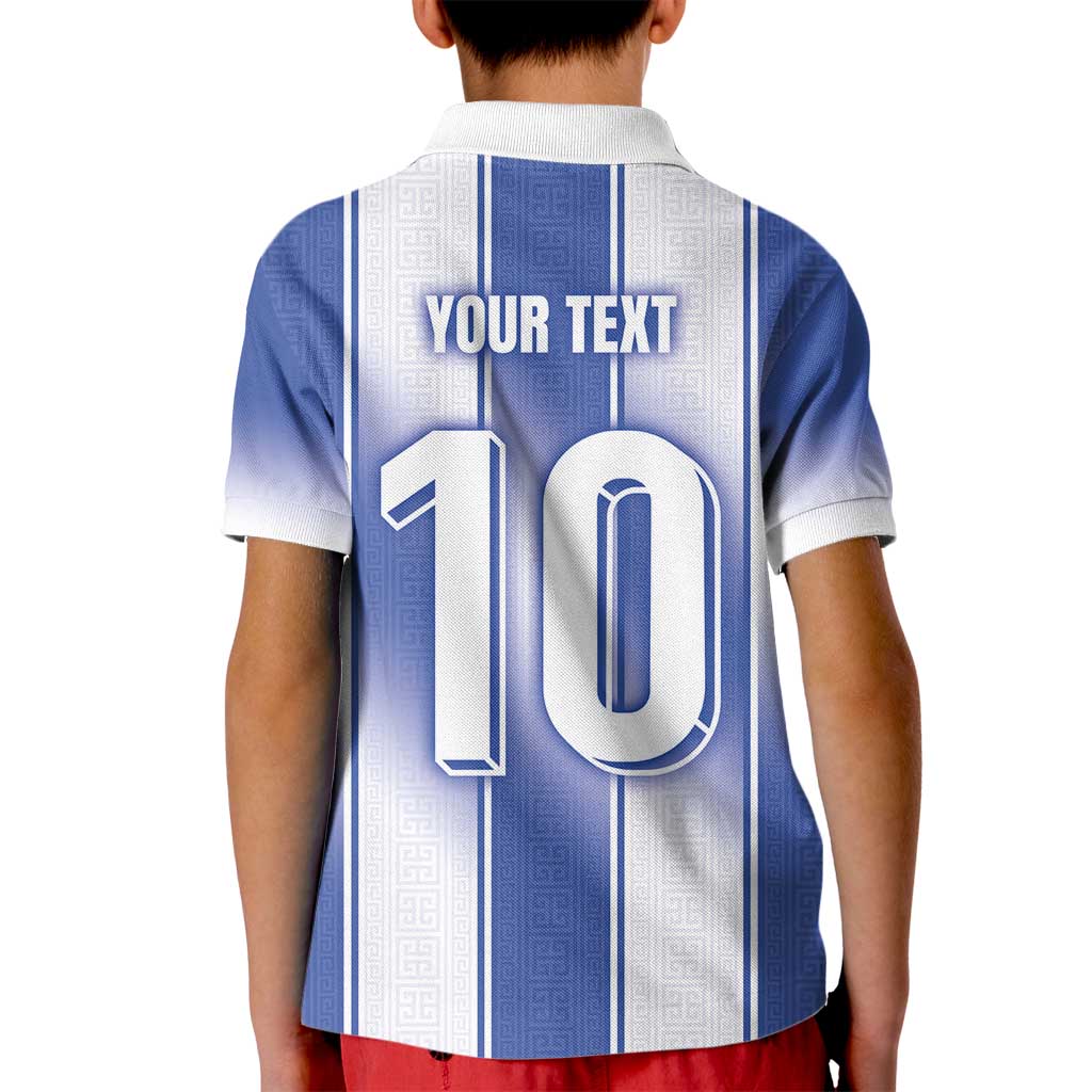 Custom Greece National Football Kid Polo Shirt Greek Key Inspired Geometry - Wonder Print Shop