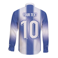 Custom Greece National Football Long Sleeve Button Shirt Greek Key Inspired Geometry - Wonder Print Shop