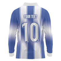 Custom Greece National Football Long Sleeve Polo Shirt Greek Key Inspired Geometry - Wonder Print Shop