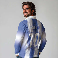 Custom Greece National Football Long Sleeve Polo Shirt Greek Key Inspired Geometry - Wonder Print Shop