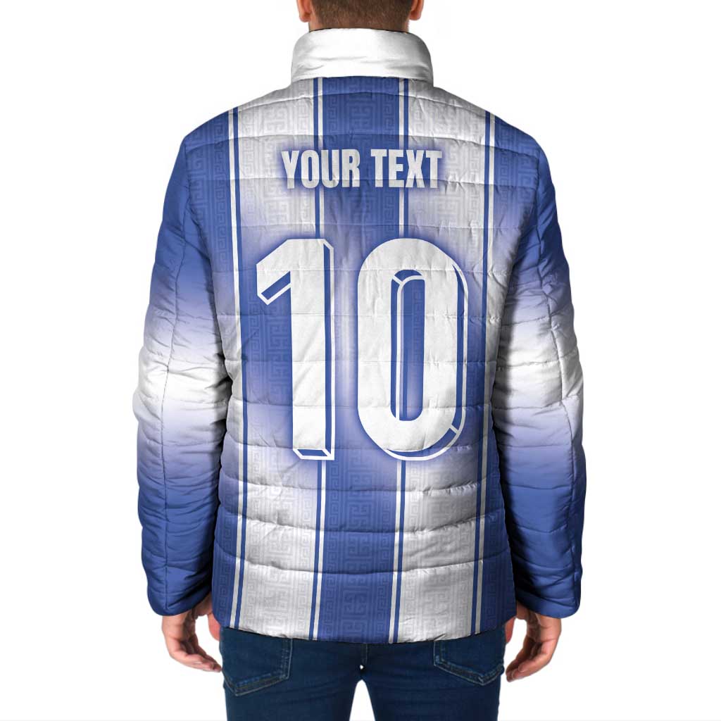Custom Greece National Football Padded Jacket Greek Key Inspired Geometry - Wonder Print Shop