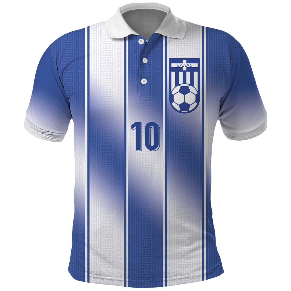 Custom Greece National Football Polo Shirt Greek Key Inspired Geometry - Wonder Print Shop