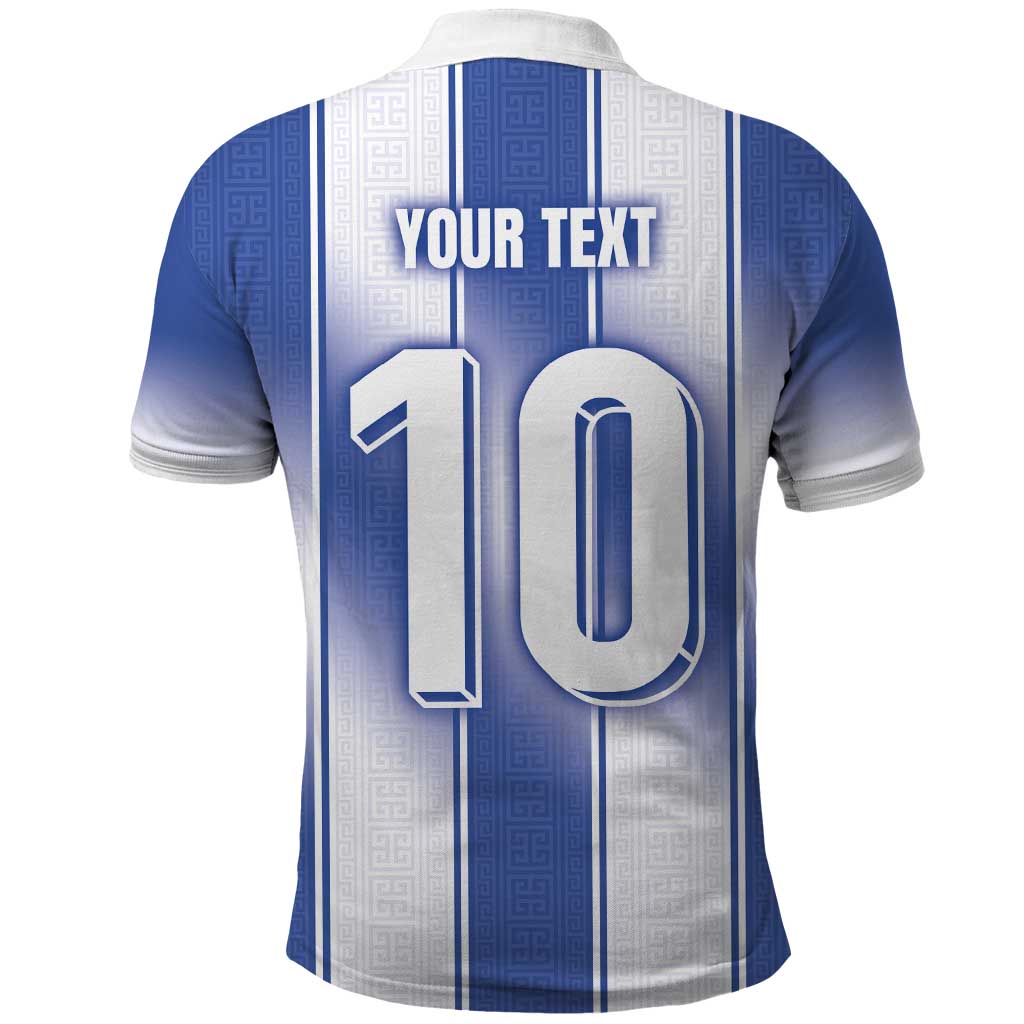 Custom Greece National Football Polo Shirt Greek Key Inspired Geometry - Wonder Print Shop